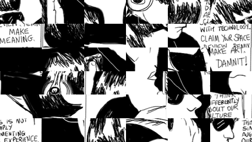 A cubomania gif of a DS106 classic image. Based on a Sonic Youth Album cover. Black and white image. 